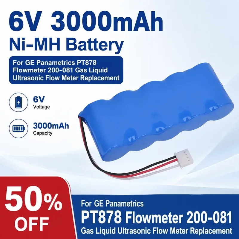 6V 3000mAh Ni-MH Battery For GE Panametrics PT878 Flowmeter 200-081 Gas Liquid Ultrasonic Flow Meter Replacement
6V 3000mAh Ni-MH Battery For GE Panametrics PT878 Flowmeter 200-081 Gas Liquid Ultrasonic Flow Meter Replacement