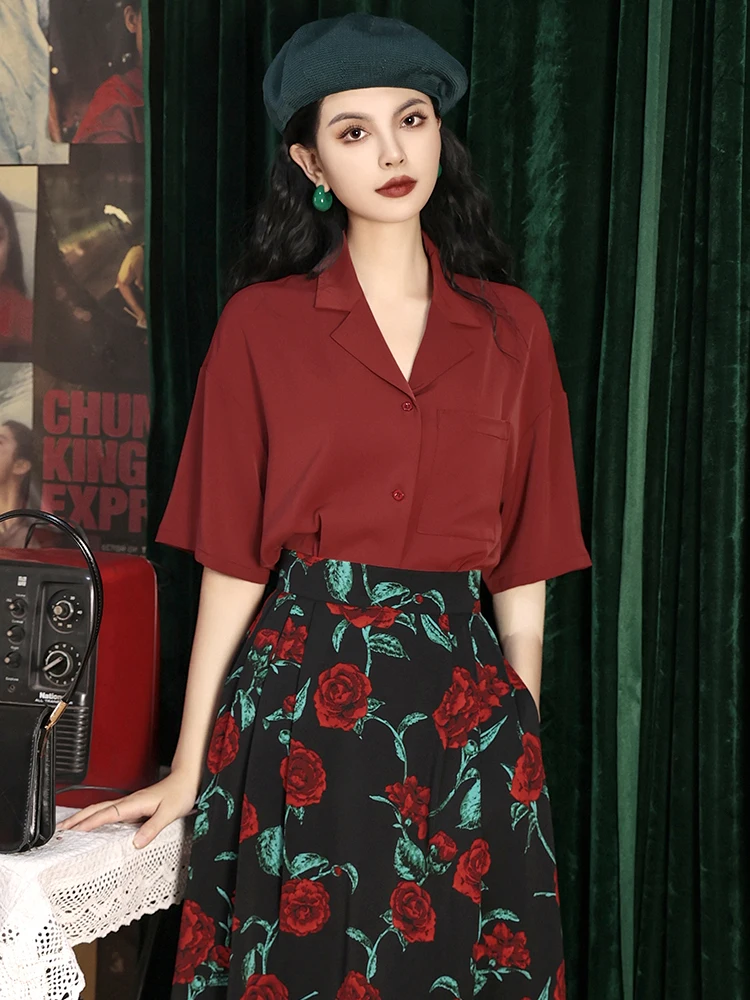 Casual Weekend Hong Kong Style Retro Summer Short Sleeve V-Neck Wine Red Loose High-End Women's Shirt Top Breathable Thin Pol...
Casual Weekend Hong Kong Style Retro Summer Short Sleeve V-Neck Wine Red Loose High-End Women's Shirt Top Breathable Thin Pol...