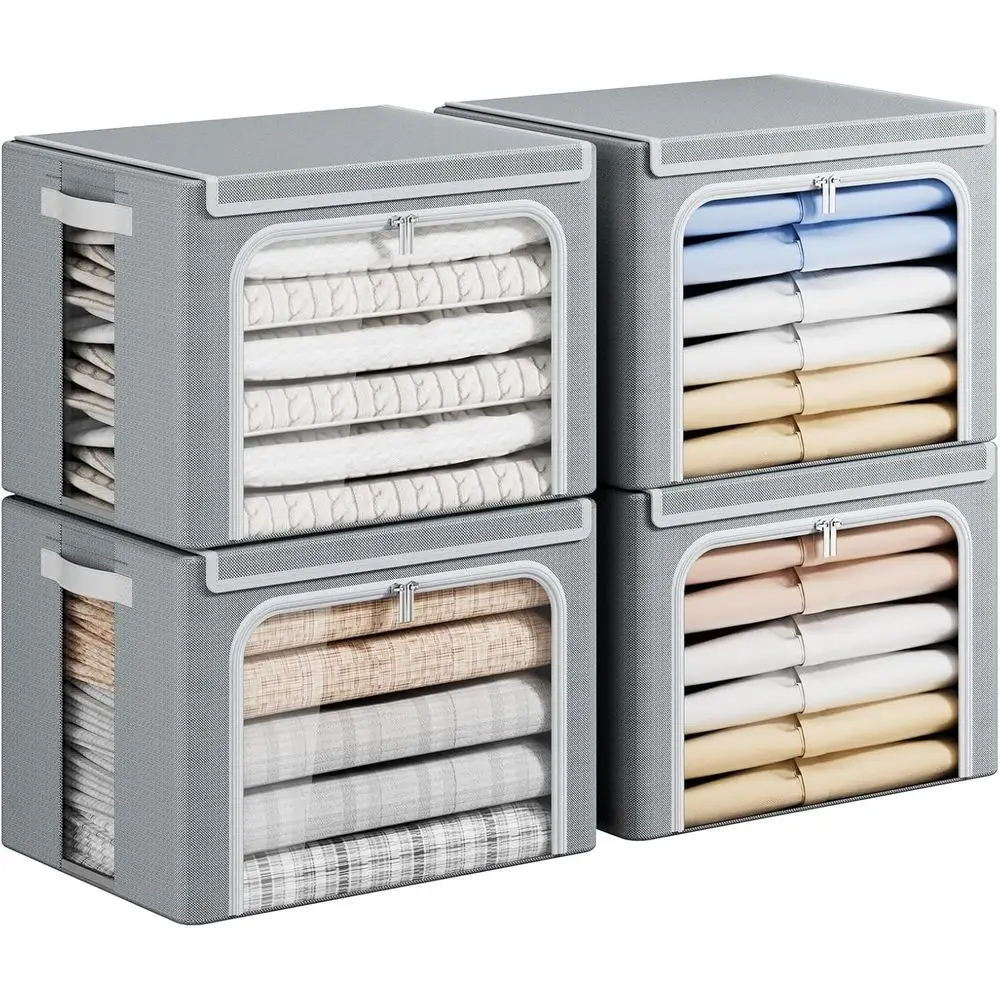 Корзины для хранения одежды с металлическим каркасом, складные контейнеры для одежды с крышкой, штабелируемые тканевые органайзеры с прозрачной крышкой
Корзины для хранения одежды с металлическим каркасом, складные контейнеры для одежды с крышкой, штабелируемые тканевые органайзеры с прозрачной крышкой