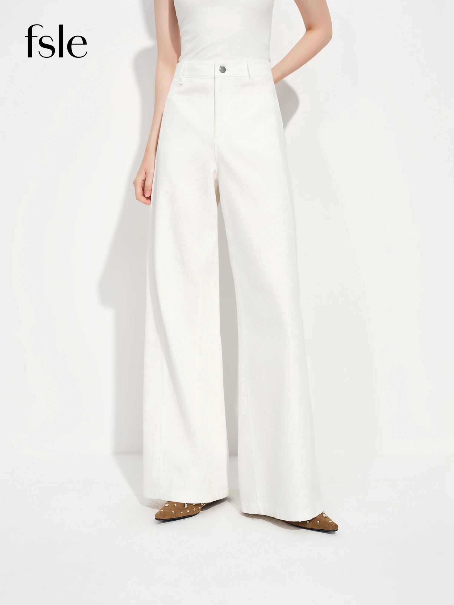 FSLE Women's Mid-waist Wide-leg Jeans Spring 2026 New Style Loose White Commuting All-match Basics Solid Simple Ins
FSLE Women's Mid-waist Wide-leg Jeans Spring 2026 New Style Loose White Commuting All-match Basics Solid Simple Ins