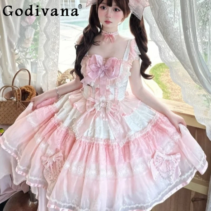 Original Cute Girls Sweet Lolita Pink Dress JSK 2025 New Women's Sweet Elegant Wedding Dress Lady Birthday Party Princess Dress
Original Cute Girls Sweet Lolita Pink Dress JSK 2025 New Women's Sweet Elegant Wedding Dress Lady Birthday Party Princess Dress
