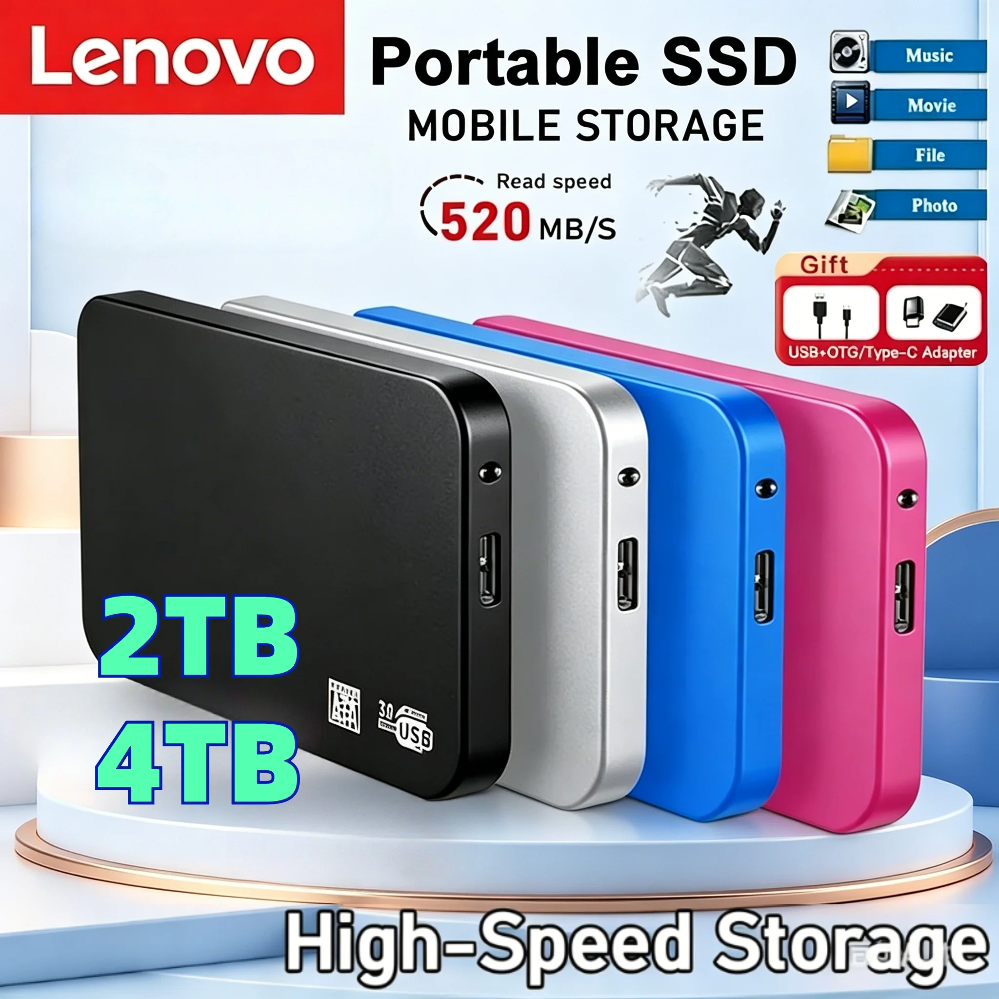 Lenovo 4TB High-Speed SSD Enclosure, HDD/SSD Storage Box with Cable, USB3.0 External Mobile Hard Drive Case, ABS Material
Lenovo 4TB High-Speed SSD Enclosure, HDD/SSD Storage Box with Cable, USB3.0 External Mobile Hard Drive Case, ABS Material