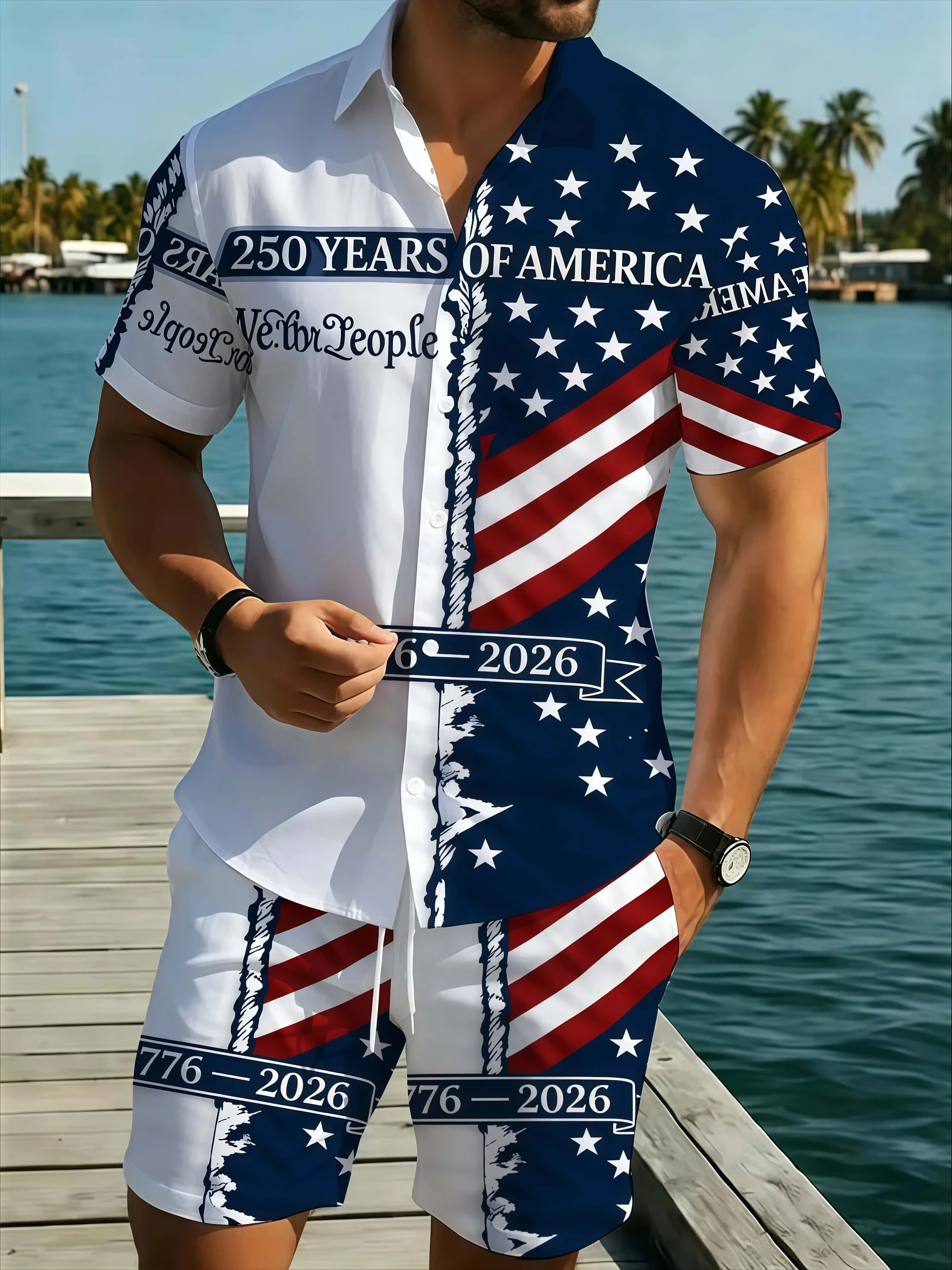 Men's Shirt Shorts Two-piece Set for 250th Anniversary of The Founding of The United States3D Printed Retro Vacation and Leisure
Men's Shirt Shorts Two-piece Set for 250th Anniversary of The Founding of The United States3D Printed Retro Vacation and Leisure