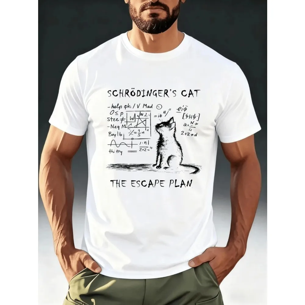Men'S Schrodinger'S Cat Graphic T-Shirt - Retro Science Style, Soft And Breathable, Fashionable And Versatile, Bold Print Design, Round Neck, Short Sleeve Summer Shirt, Geeky T-Shirt
Men'S Schrodinger'S Cat Graphic T-Shirt - Retro Science Style, Soft And Breathable, Fashionable And Versatile, Bold Print Design, Round Neck, Short Sleeve Summer Shirt, Geeky T-Shirt