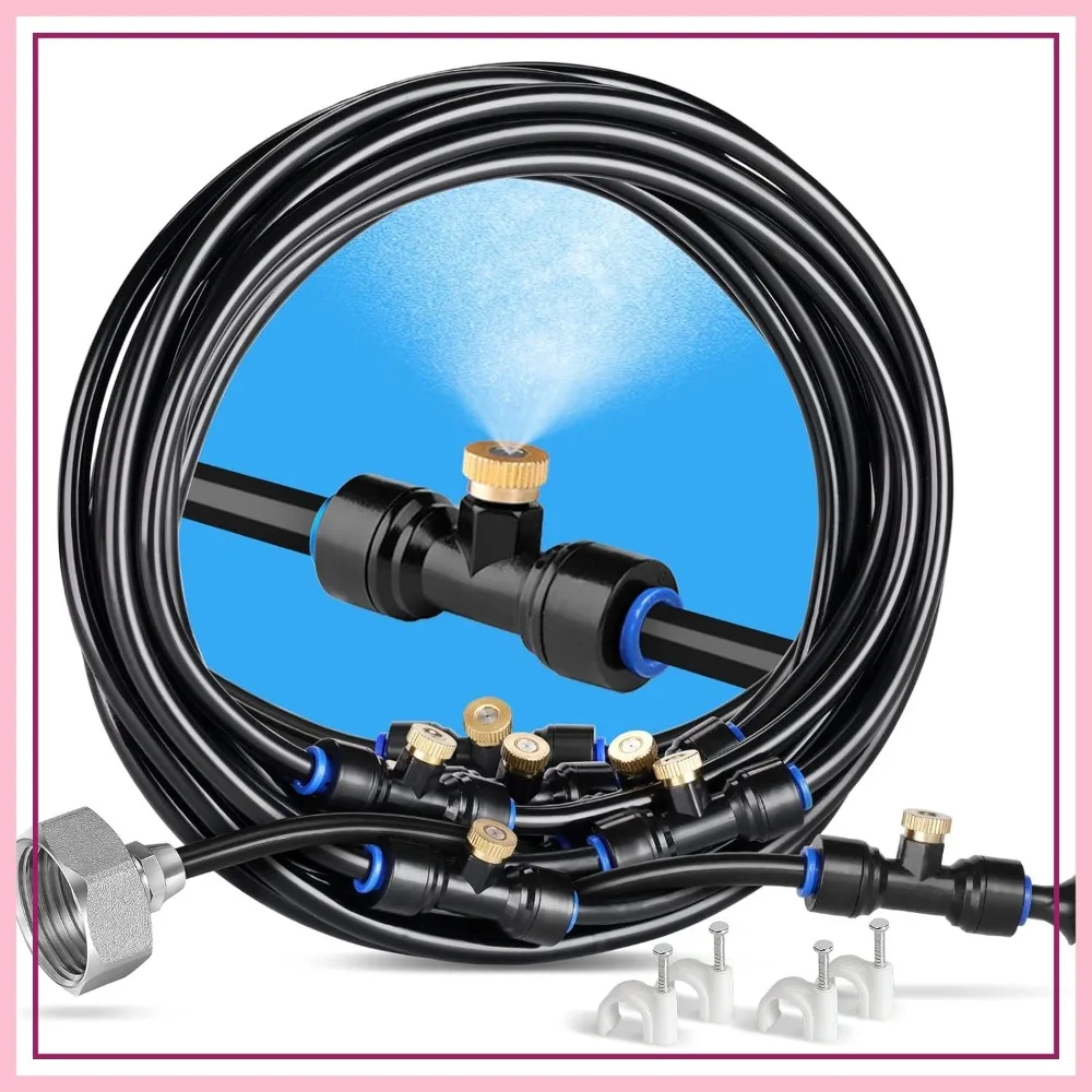26FT Misting Cooling System with 7 Brass Mist Nozzles & Brass Adapter Outdoor Mister for Patio Backyard Garden
26FT Misting Cooling System with 7 Brass Mist Nozzles & Brass Adapter Outdoor Mister for Patio Backyard Garden