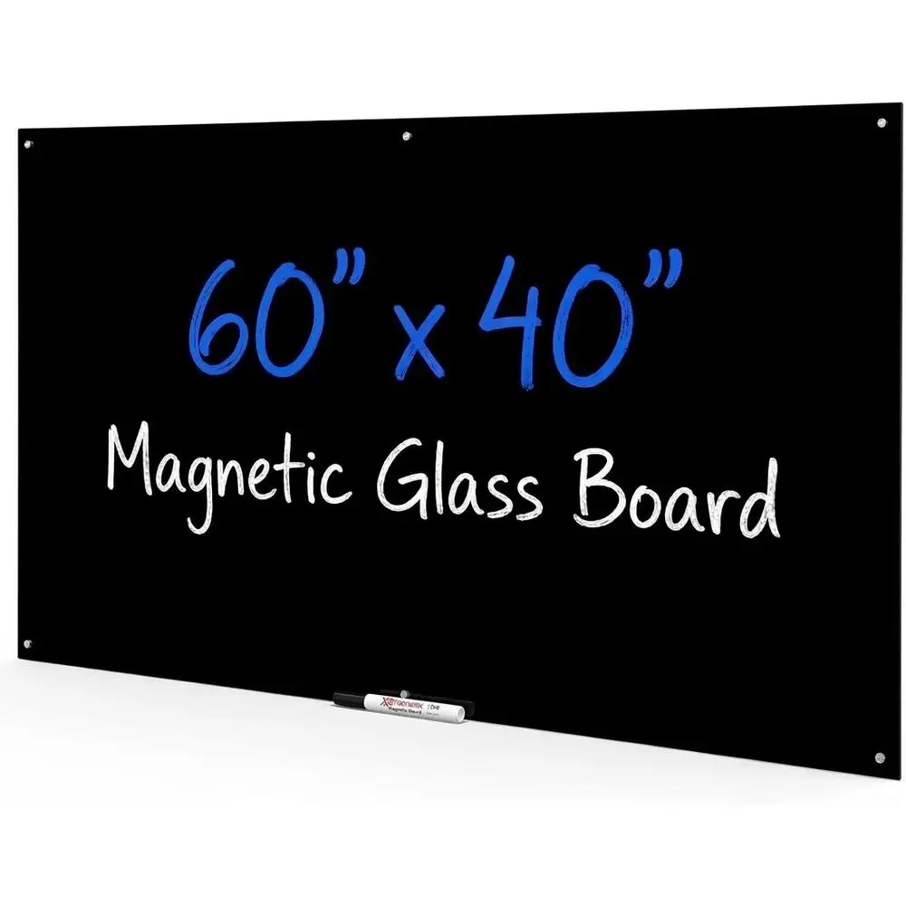 60 x 40 Tempered Glass Dry Erase Board with Marker Tray, Wall-Mounted, Black
60 x 40 Tempered Glass Dry Erase Board with Marker Tray, Wall-Mounted, Black