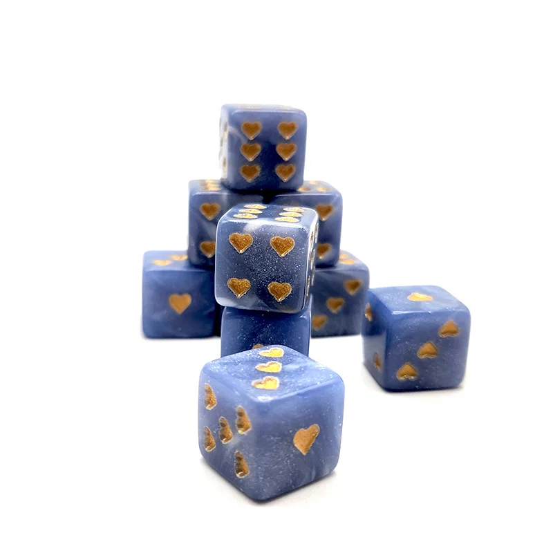 6Pcs/16Mm D6 Dice with Light Blue Heart Engraving, Suitable for Entertainment Gatherings and Valentine's Day Gifts
6Pcs/16Mm D6 Dice with Light Blue Heart Engraving, Suitable for Entertainment Gatherings and Valentine's Day Gifts
