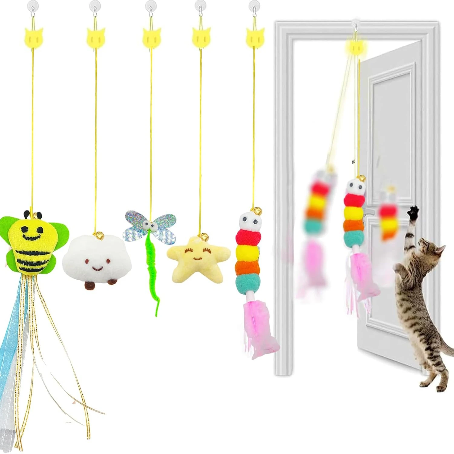 Exciting Interactive Set of 5 Retractable Cat Mint Door Hanging Toys for Indoor Cats - New Stimulating Cat Door Toy with Excitin
Exciting Interactive Set of 5 Retractable Cat Mint Door Hanging Toys for Indoor Cats - New Stimulating Cat Door Toy with Excitin