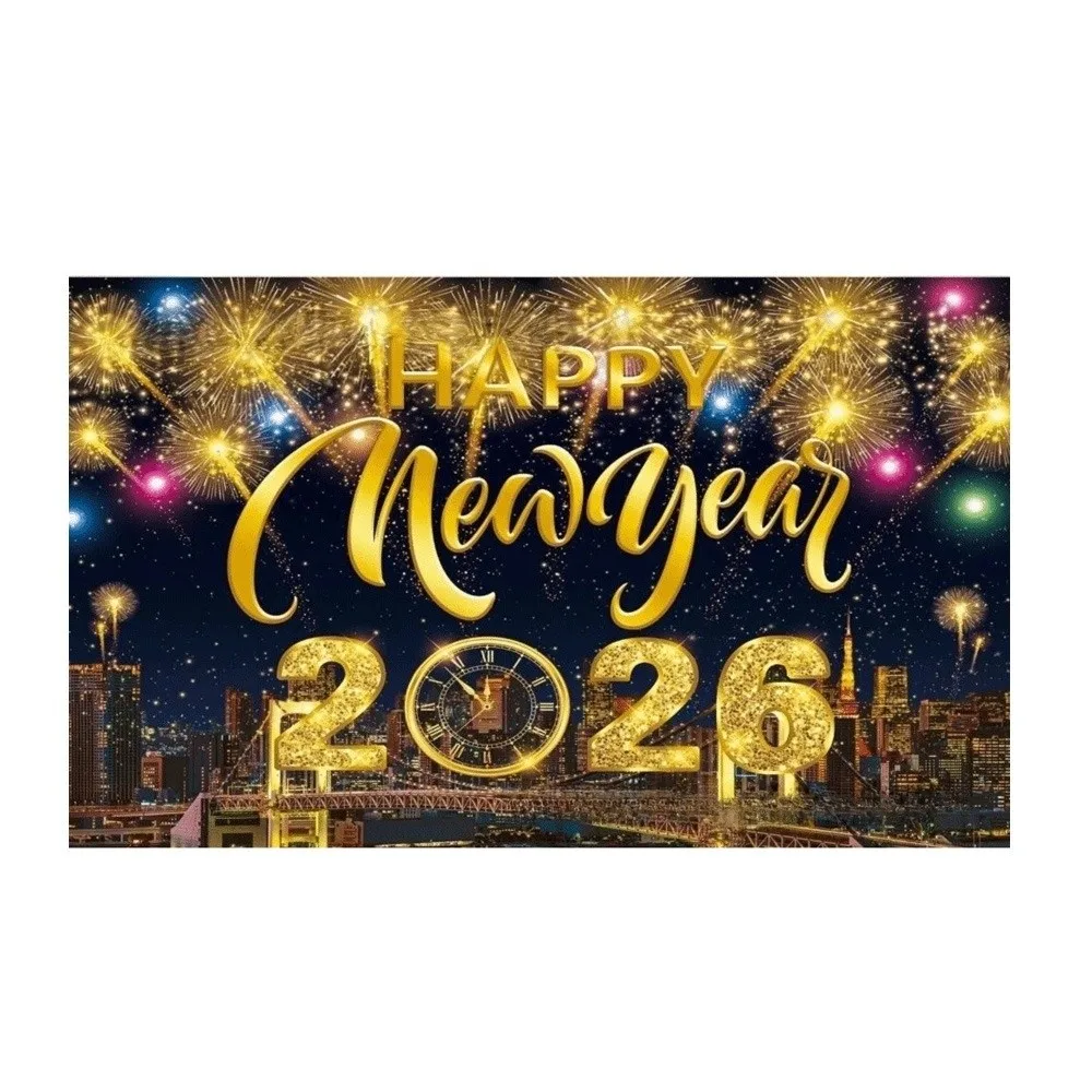 Banner New Year Backdrop 150x100CM Reusable 2026 Background Cloth Polyester Colorful New Year Wall Decor Cloth Bar 
Banner New Year Backdrop 150x100CM Reusable 2026 Background Cloth Polyester Colorful New Year Wall Decor Cloth Bar