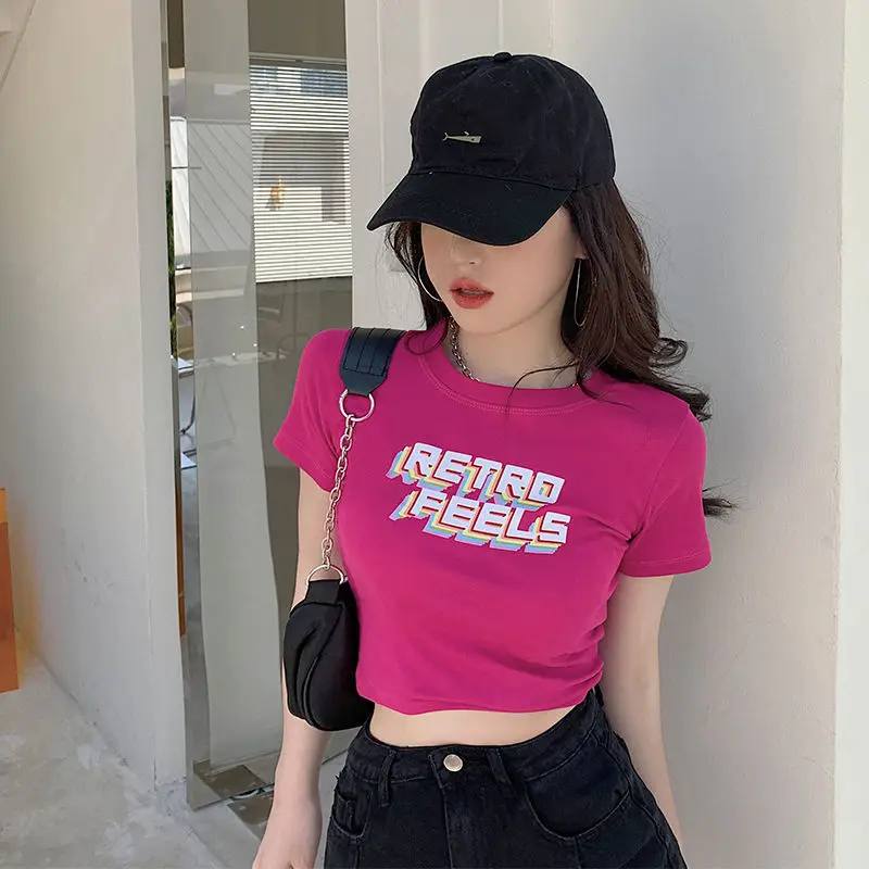Korean Slim Fit O Neck Tees Elegant Hotsweet Camisetas Letter High Waist Crop Tops Short Sleeve Y2k Chic Women Tshirts Sexy
Korean Slim Fit O Neck Tees Elegant Hotsweet Camisetas Letter High Waist Crop Tops Short Sleeve Y2k Chic Women Tshirts Sexy