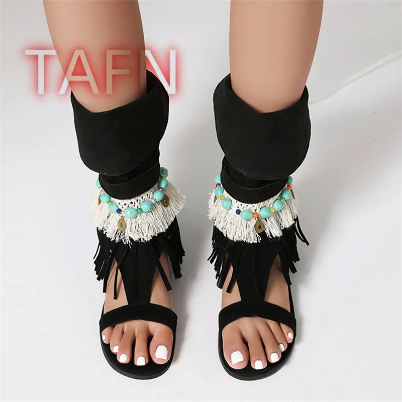 Women's Tassel Brown Black Sandals Flat Heels Vintage Boots Retro Comfortable Flat Bottom Fringe Hollow Toe Women's Sandals 48
Women's Tassel Brown Black Sandals Flat Heels Vintage Boots Retro Comfortable Flat Bottom Fringe Hollow Toe Women's Sandals 48