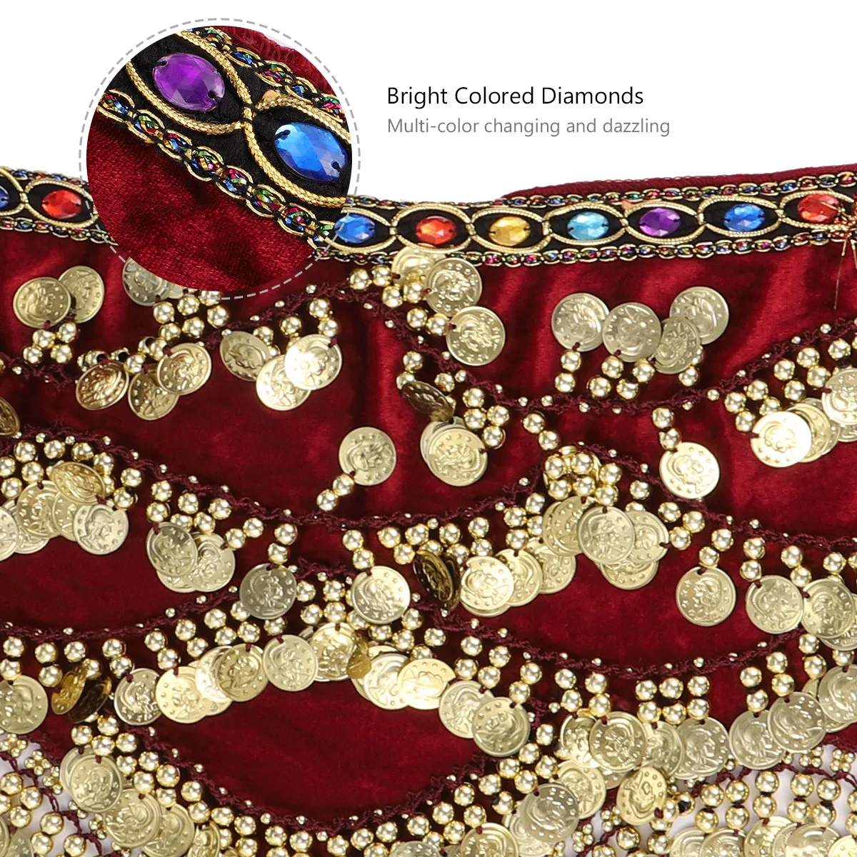 1 pc Belly Dance Hip Scarf Wrap Belly Dance Belt Sparkly Decor Elegant Sexy Skirt Accessory Dark Red
1 pc Belly Dance Hip Scarf Wrap Belly Dance Belt Sparkly Decor Elegant Sexy Skirt Accessory Dark Red