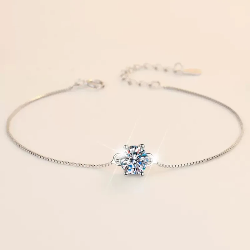 LESF Women Bracelet 1 Carat Moissan Diamond 925 Sterling Silver Round Bracelet White Gemstone Wedding Jewelry
LESF Women Bracelet 1 Carat Moissan Diamond 925 Sterling Silver Round Bracelet White Gemstone Wedding Jewelry