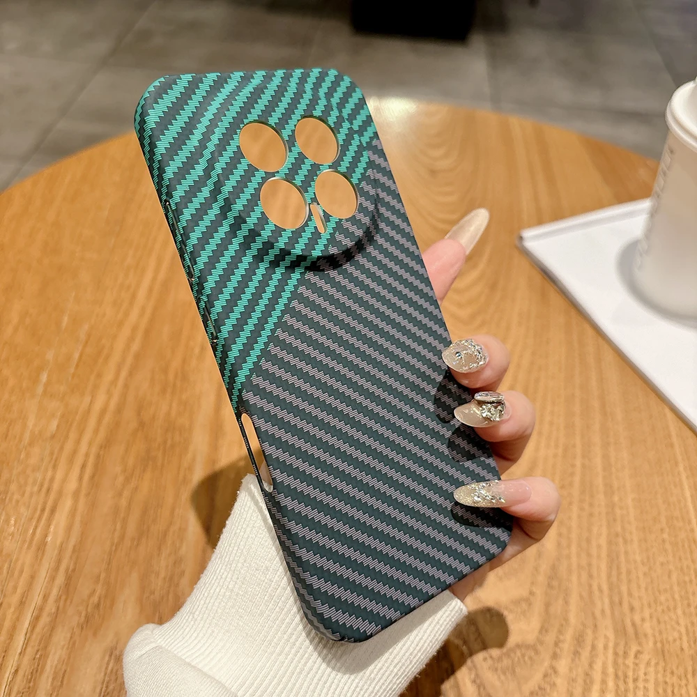 For Honor Magic 8 Pro Case Carbon Fiber Texture Pattern PC Back Hard Shell Camera Lens Protection Shockproof Bumper Cover