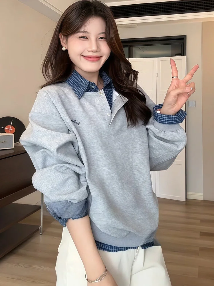 Корейская женская толстовка в стиле пэчворк с эффектом двухслойности, модный универсальный зимний дизайн, универсальный топ
Корейская женская толстовка в стиле пэчворк с эффектом двухслойности, модный универсальный зимний дизайн, универсальный топ