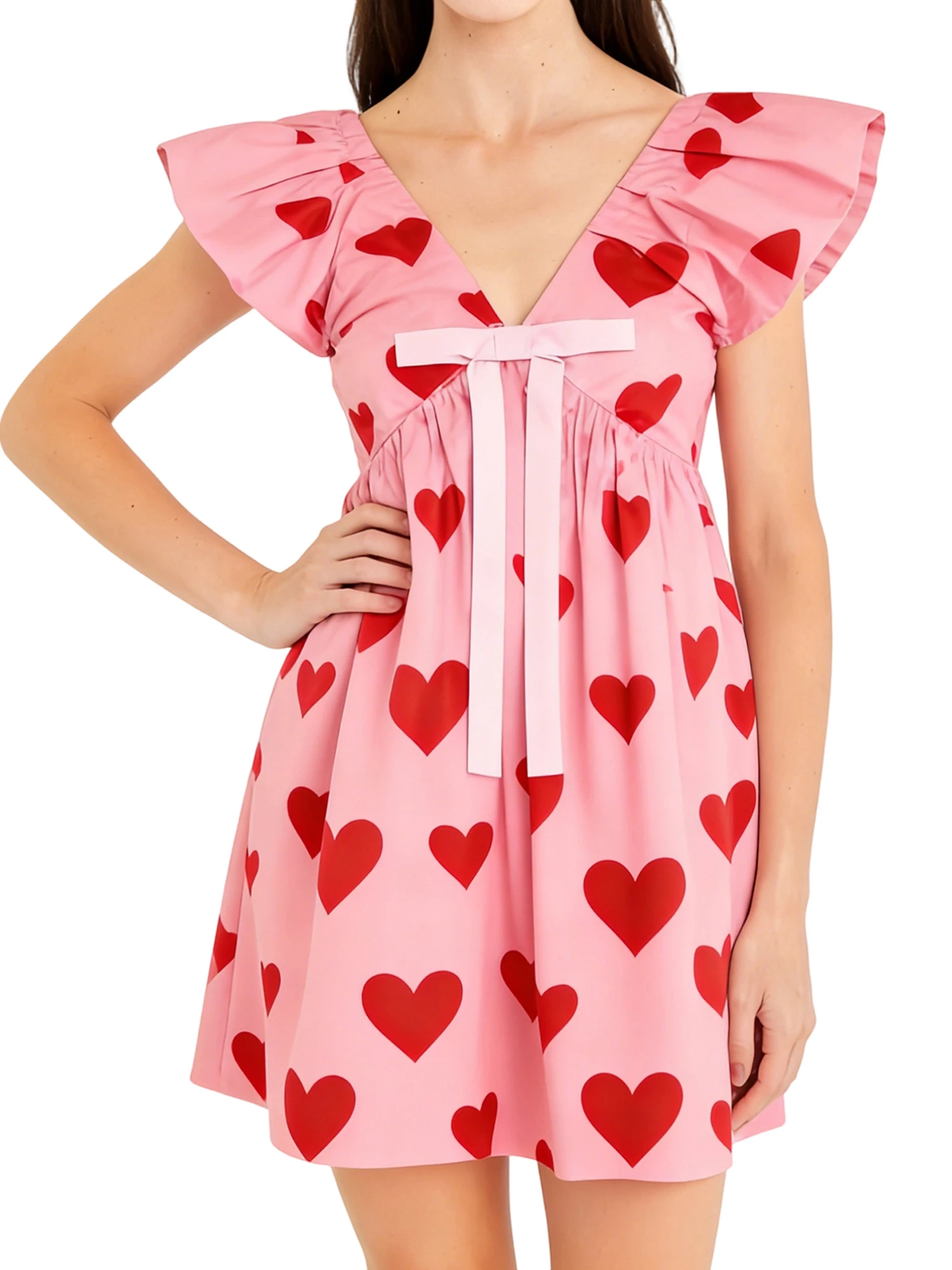 Женское мини-платье с V-образным вырезом и точечным принтом, летящими рукавами и бантом спереди, повседневное рабочее платье
Женское мини-платье с V-образным вырезом и точечным принтом, летящими рукавами и бантом спереди, повседневное рабочее платье