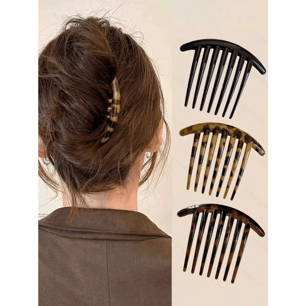 1/3pcs Women's French Hair Combs, 7-Tooth Tortoiseshell Material Side Hair Combs Suitable For Thick And Thin Hair, Strong Hold Decorative Celluloid Hair Clips, French Updo Hairstyle Styling Hair Clips
1/3pcs Women's French Hair Combs, 7-Tooth Tortoiseshell Material Side Hair Combs Suitable For Thick And Thin Hair, Strong Hold Decorative Celluloid Hair Clips, French Updo Hairstyle Styling Hair Clips
