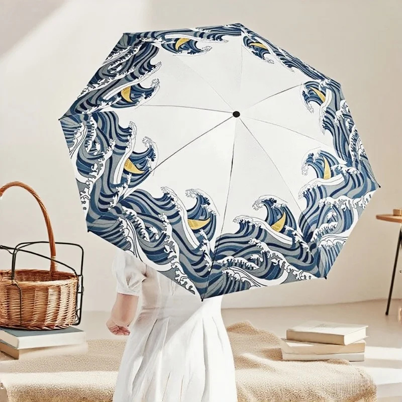 Portable folding umbrella for ladies, lightweight UV-resistant sunshade, essential for festivals, wave pattern Christmas gift
Portable folding umbrella for ladies, lightweight UV-resistant sunshade, essential for festivals, wave pattern Christmas gift