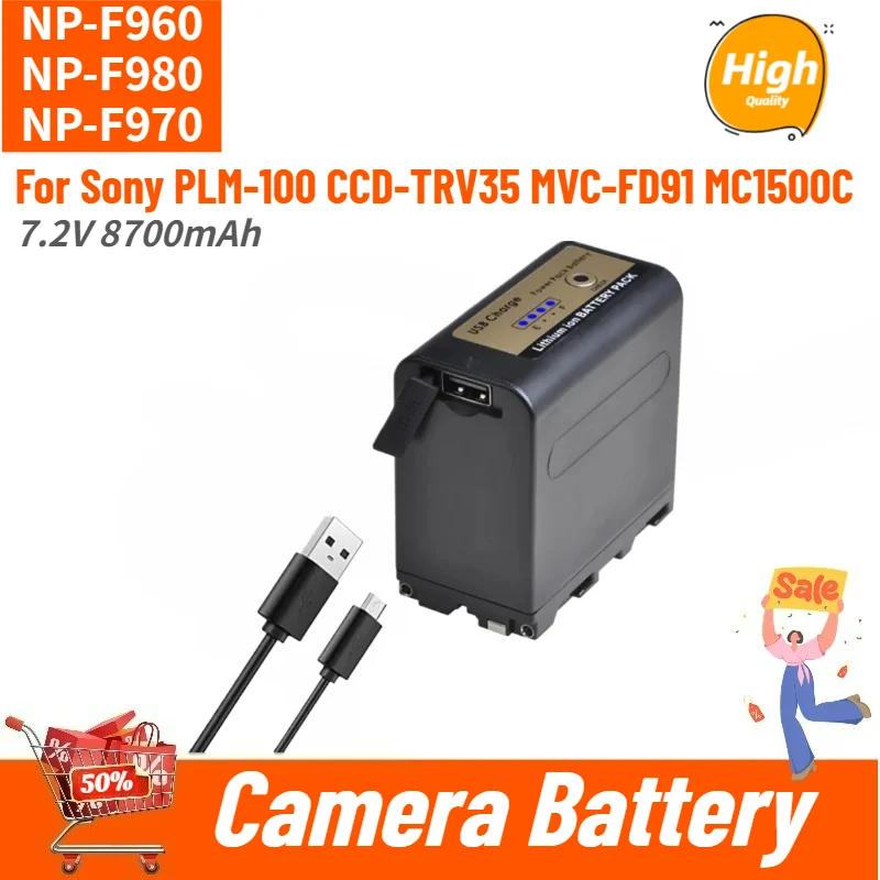 High Quality NP-F960 NP-F980 NP-F970 Camera Battery 7.2V 8700mAh and Charge For Sony MVC-FD91PLM-100 CCD-TRV35 MC1500C Brand New
High Quality NP-F960 NP-F980 NP-F970 Camera Battery 7.2V 8700mAh and Charge For Sony MVC-FD91PLM-100 CCD-TRV35 MC1500C Brand New