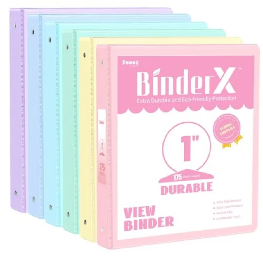 Extra Durable 3 Ring Binders,"Three Round Rg Bders with Pockets, Cute Customizable Clear View Cover for 8.5 x Letter Size Paper
Extra Durable 3 Ring Binders,"Three Round Rg Bders with Pockets, Cute Customizable Clear View Cover for 8.5 x Letter Size Paper