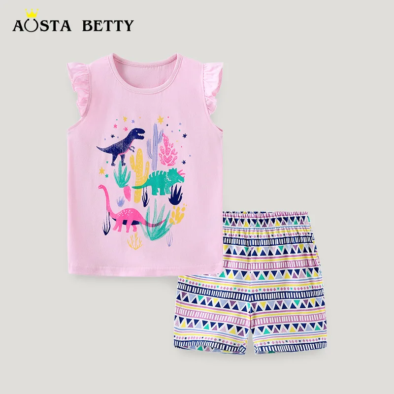 Europe and The United States Fashion Children's Suit Women's Summer Knitted Cotton Cartoon Dinosaur Printed Vest Set in Two Sets
Europe and The United States Fashion Children's Suit Women's Summer Knitted Cotton Cartoon Dinosaur Printed Vest Set in Two Sets
