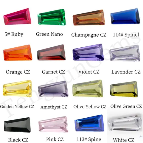 2.5x1.5x1mm~5x3x2mm 100pcs Trapezoid shape Baguette Cut Multicolor Cubic Zirconia Loose Gemstone Bedas For Woman's Jewelry