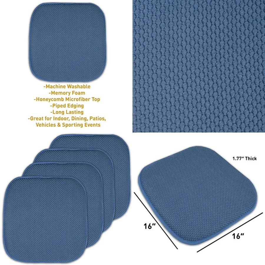 4 Pack Memory Foam Honeycomb Nonslip Back 16" x16" Chair/Seat Cushion Pad, Blue
4 Pack Memory Foam Honeycomb Nonslip Back 16" x16" Chair/Seat Cushion Pad, Blue