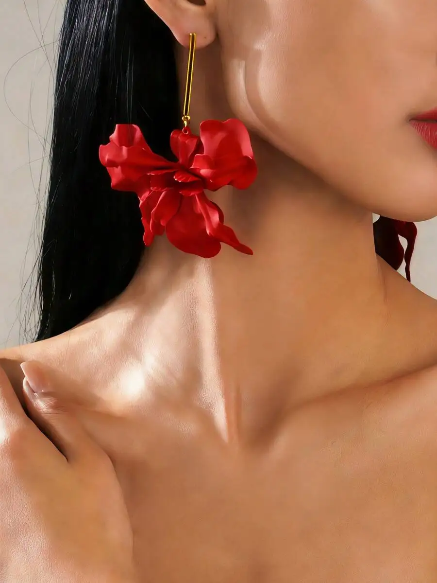 Vibrant Red 3D Layered Rubber Floral Drop Earrings For Women, Statement Jewelry For Party Beach Holiday Wear
Vibrant Red 3D Layered Rubber Floral Drop Earrings For Women, Statement Jewelry For Party Beach Holiday Wear