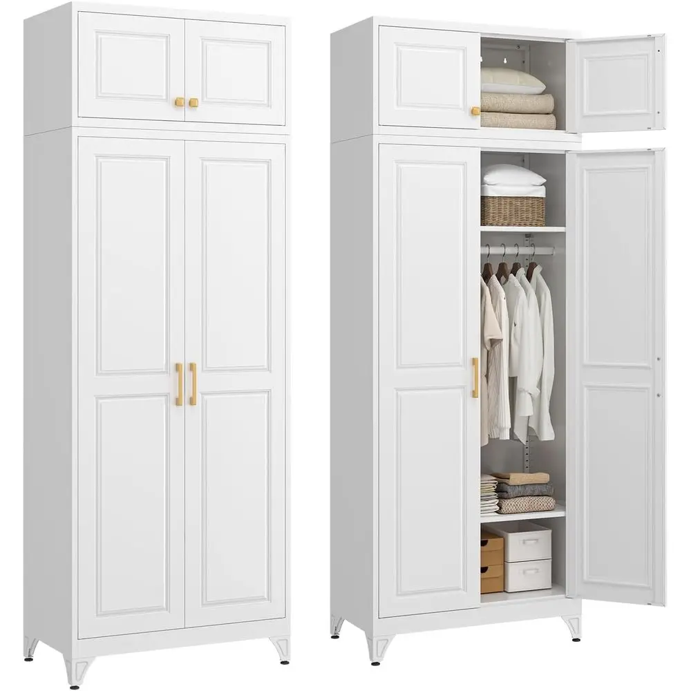 86 Metal Tall Wardrobe Closet with Adjustable Shelves and Hanging Rod for Bedroom, Home, or Office
86 Metal Tall Wardrobe Closet with Adjustable Shelves and Hanging Rod for Bedroom, Home, or Office
