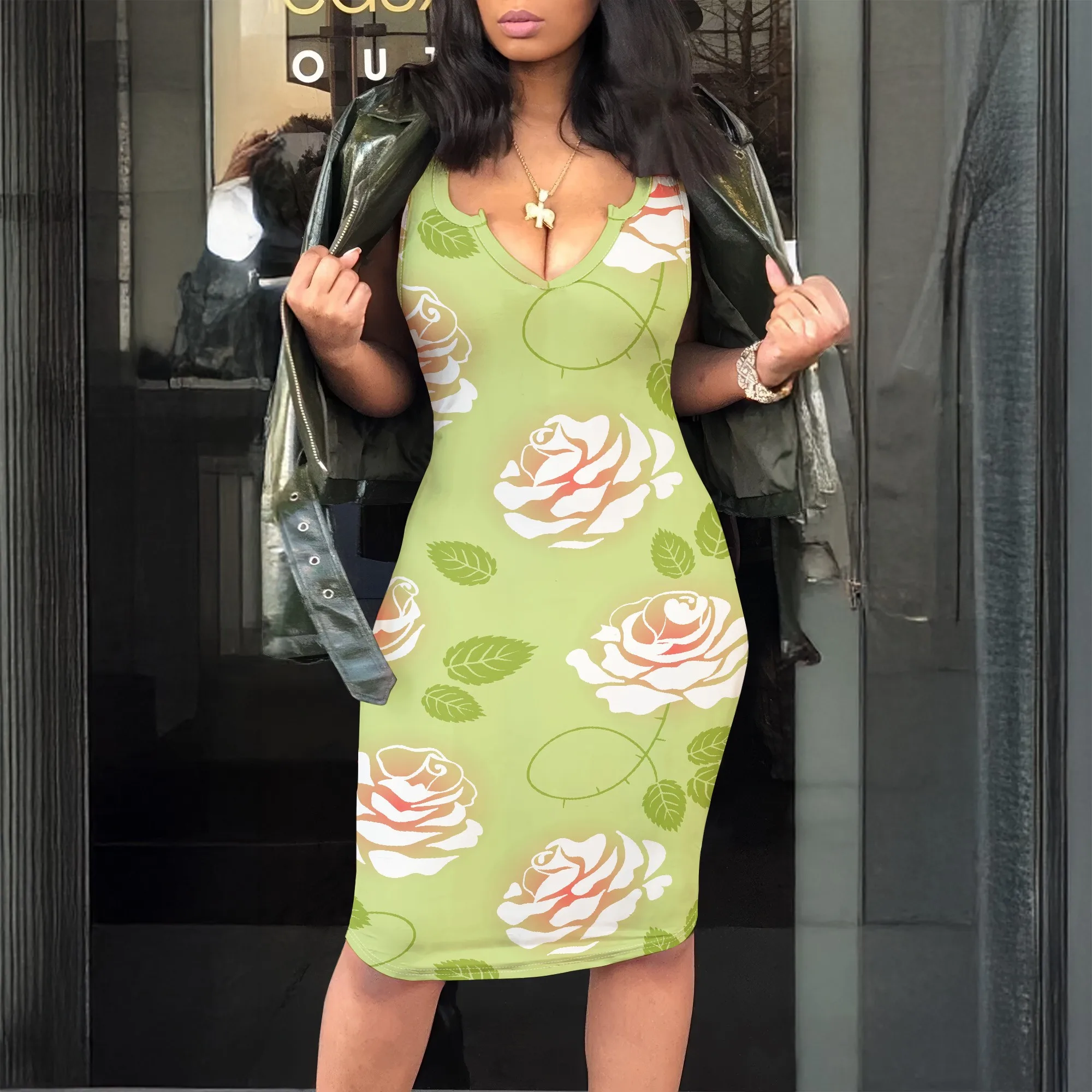 Green Floral V-Neck Dress, Bodycon Tank Dress, Summer Casual Wear, S-2XL
Green Floral V-Neck Dress, Bodycon Tank Dress, Summer Casual Wear, S-2XL
