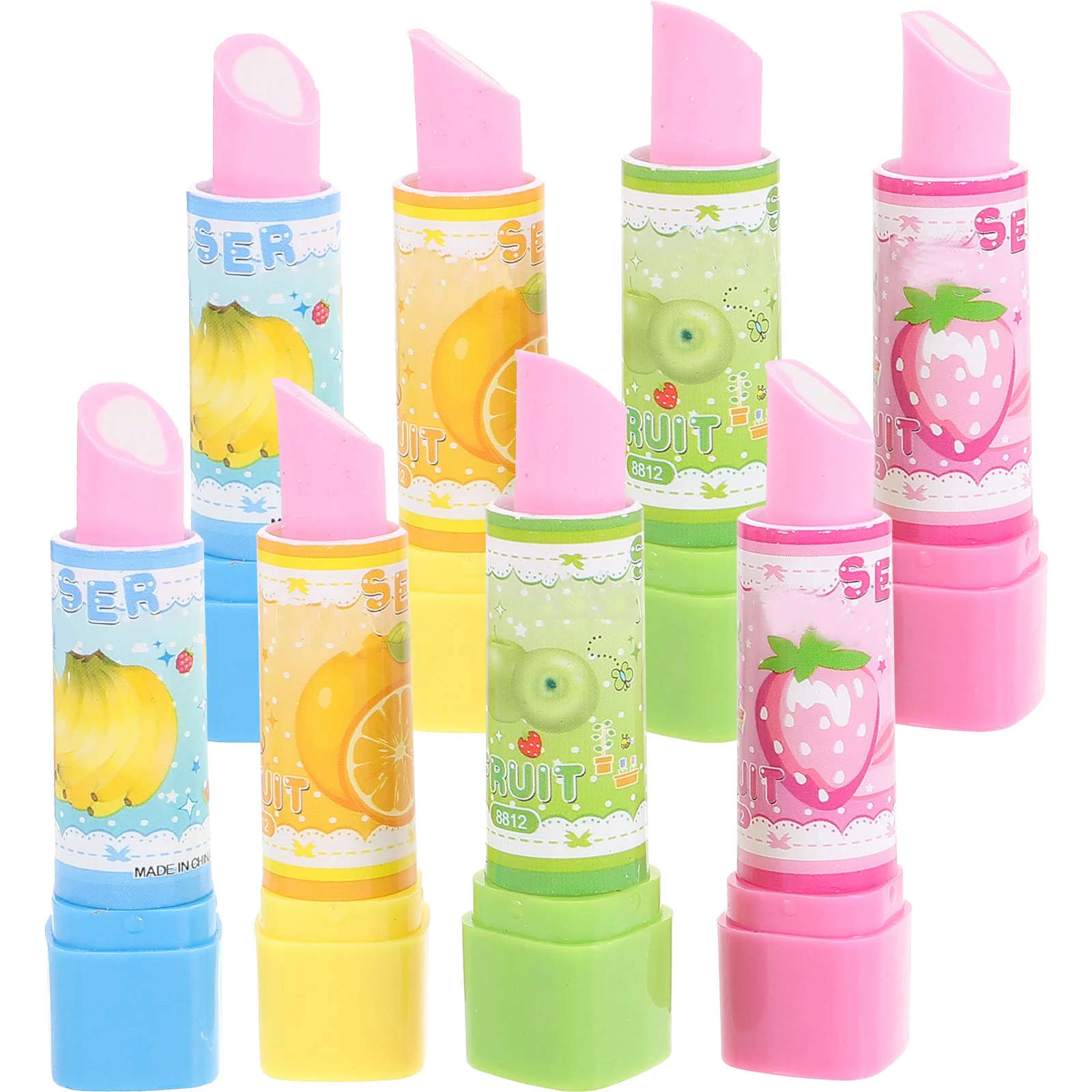 8 Pcs Lipsticks Eraser Fruit Shaped Cartoon Cute Mini Erasers for Kids Student Use
8 Pcs Lipsticks Eraser Fruit Shaped Cartoon Cute Mini Erasers for Kids Student Use