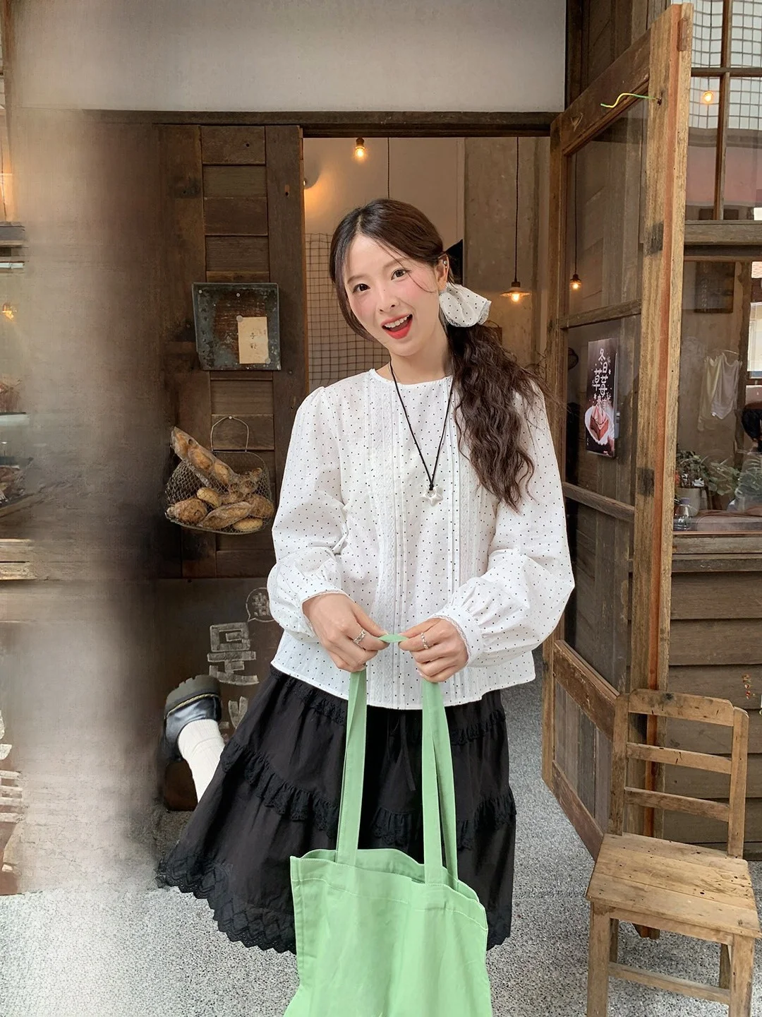 Lush Lace Polka Dot Long Sleeve Shirt Loose Inner Wear Vintage Korean Style Breathable Cotton round Neck Pullover for Younger...
Lush Lace Polka Dot Long Sleeve Shirt Loose Inner Wear Vintage Korean Style Breathable Cotton round Neck Pullover for Younger...