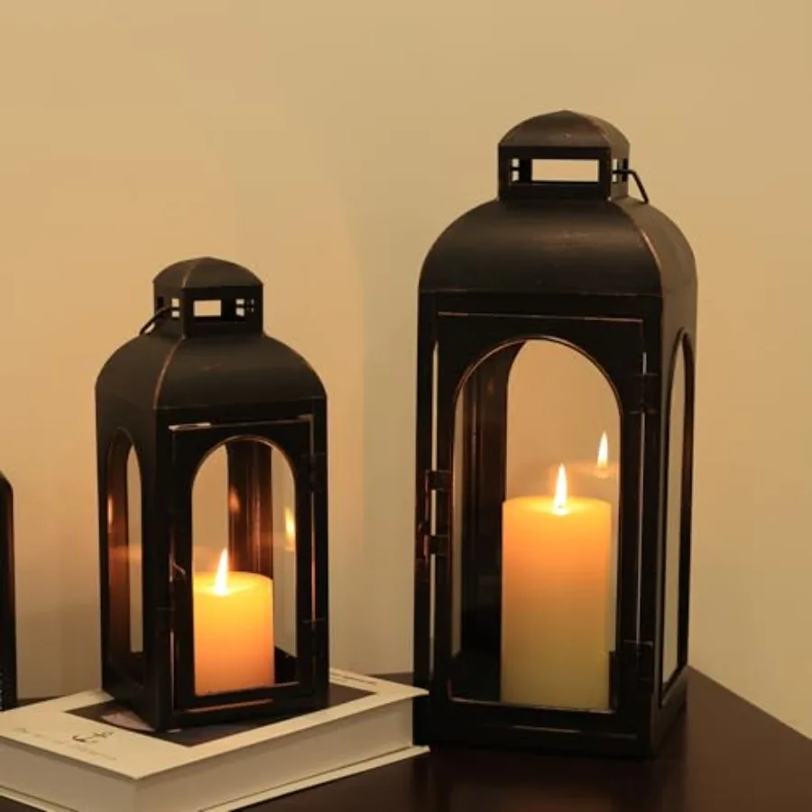 Lanterns Decorative Indoor, Set of 2 Outdoor Lanterns for Porch, 20" Metal Frame Candle Holders Hanging Lights, with Glass, Spr
Lanterns Decorative Indoor, Set of 2 Outdoor Lanterns for Porch, 20" Metal Frame Candle Holders Hanging Lights, with Glass, Spr