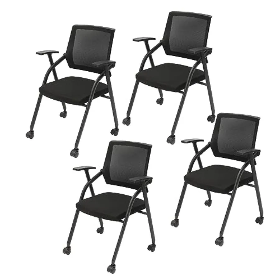 4 Pack Folding Chairs Office Chairs with Caster, Black Padded Folding Chairs Conference Room Chairs Gaming Chair on Wheels, Ela
4 Pack Folding Chairs Office Chairs with Caster, Black Padded Folding Chairs Conference Room Chairs Gaming Chair on Wheels, Ela