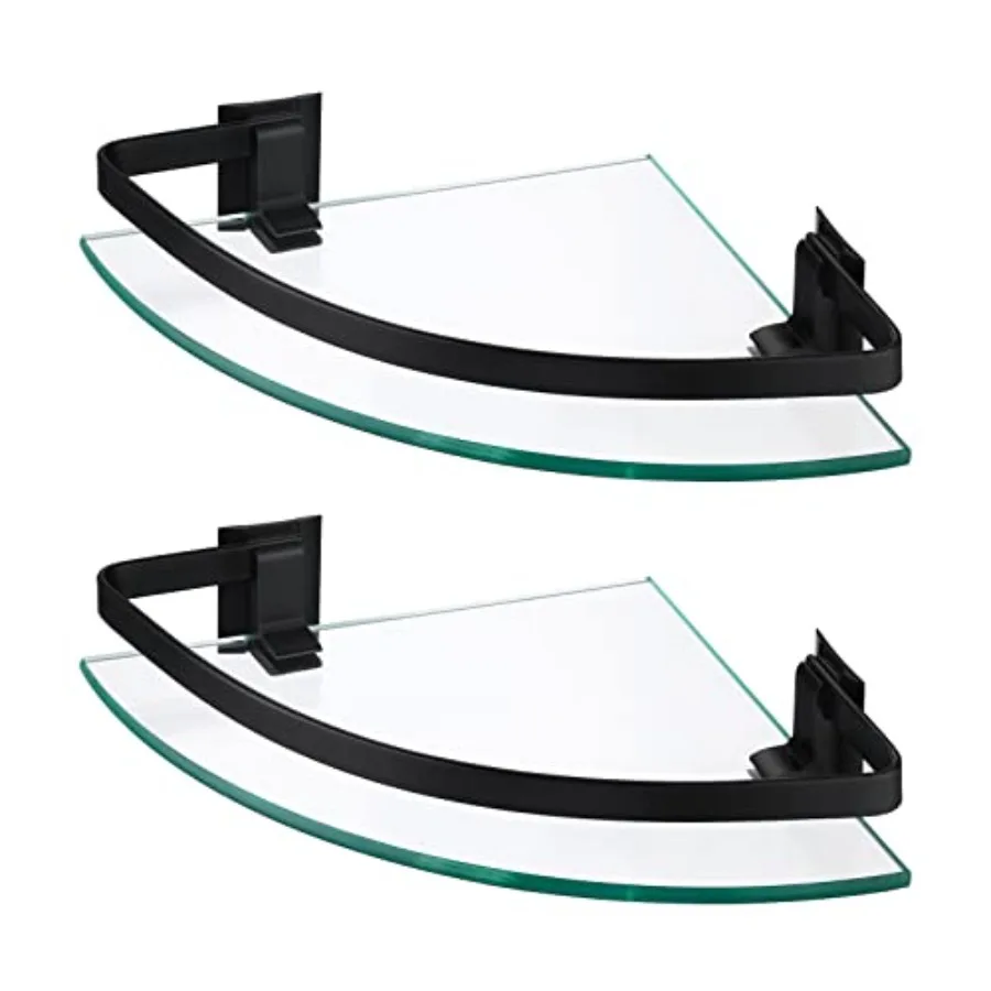 Bathroom Tempered Glass Shelf with Rail Extra 8 MM-Thick 2 Pack Aluminum Corner Triangle Storage Organizer Wall Mount A4120A-BK
Bathroom Tempered Glass Shelf with Rail Extra 8 MM-Thick 2 Pack Aluminum Corner Triangle Storage Organizer Wall Mount A4120A-BK