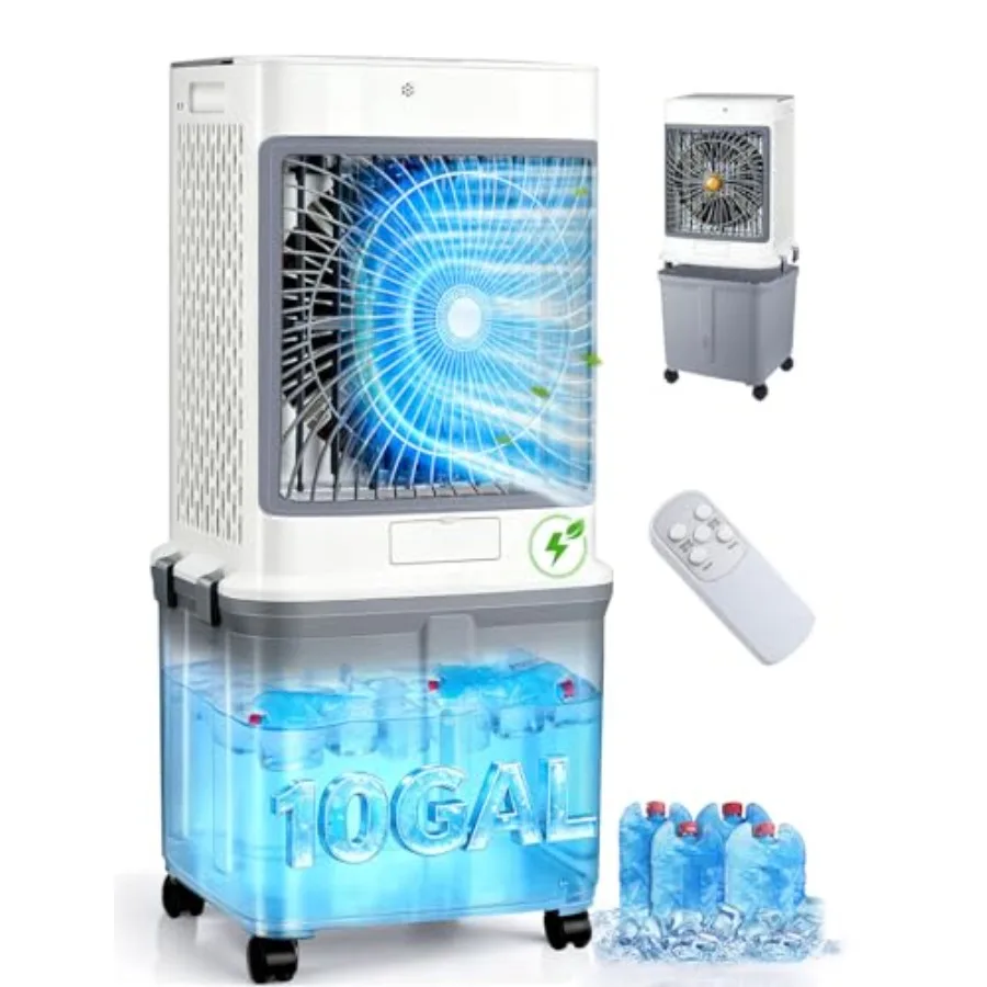 Portable air conditioner evaporative cooler for indoor restaurant outdoor use, plastic housing, white, 10-gallon water tank ult
Portable air conditioner evaporative cooler for indoor restaurant outdoor use, plastic housing, white, 10-gallon water tank ult