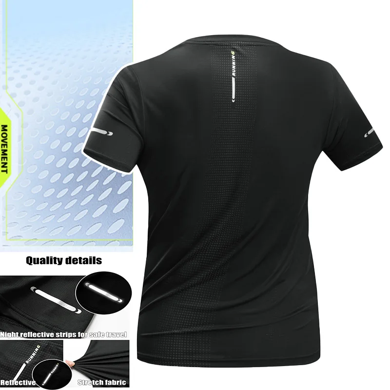 Ice Silk Running T-shirt Reflective Short Sleeve Quick Drying Summer Thin Breathable Fitness Tees Shirt Sportswear Sportsshirt
Ice Silk Running T-shirt Reflective Short Sleeve Quick Drying Summer Thin Breathable Fitness Tees Shirt Sportswear Sportsshirt