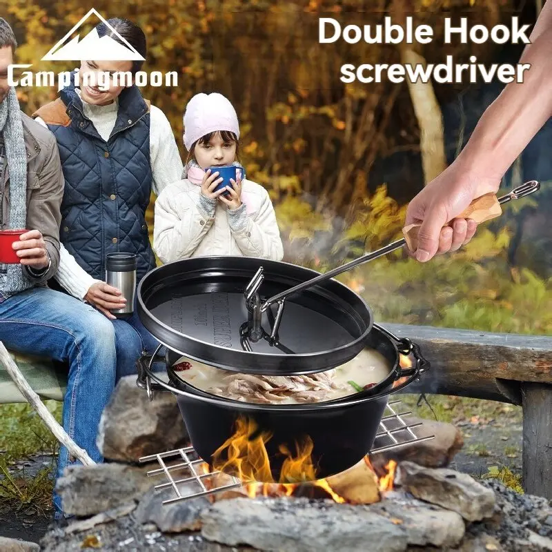 CAMPINGMOON Отвертка с двойным крючком из нержавеющей стали и удлиненной чугунной голландской крышкой горшка, подъемный крючок с защитой от ожогов MS-34
CAMPINGMOON Отвертка с двойным крючком из нержавеющей стали и удлиненной чугунной голландской крышкой горшка, подъемный крючок с защитой от ожогов MS-34
