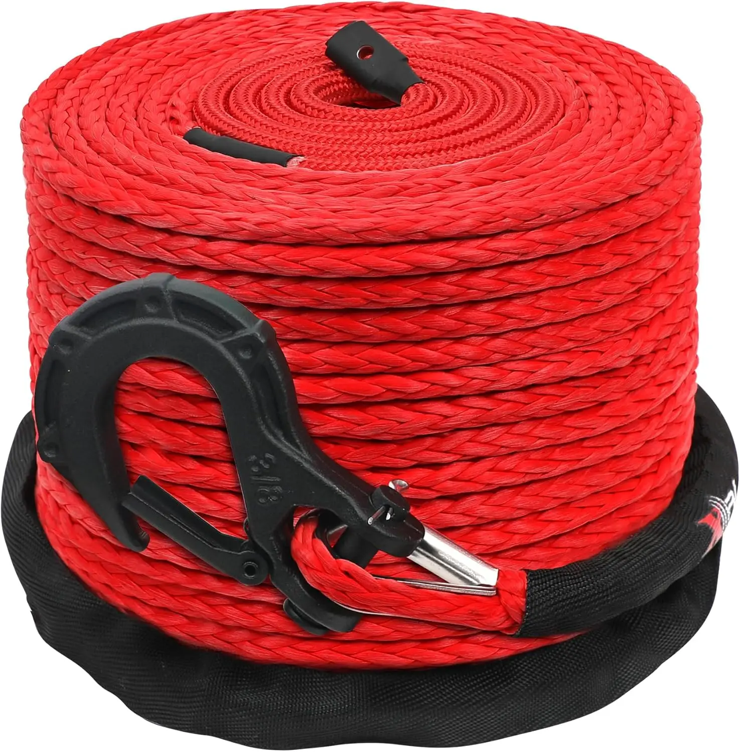 3/8" x 100ft Synthetic Winch Rope 23,809lbs Dyneema Winch Line with Hook and Sleeve Protection Red
3/8" x 100ft Synthetic Winch Rope 23,809lbs Dyneema Winch Line with Hook and Sleeve Protection Red