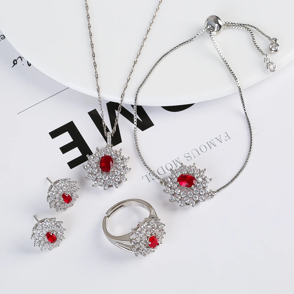Silver Plated Snow Flower Geometric Zircon Pendant Necklace Earrings Ring Bracelet Jewelry Set Women's Luxury Bride
Silver Plated Snow Flower Geometric Zircon Pendant Necklace Earrings Ring Bracelet Jewelry Set Women's Luxury Bride