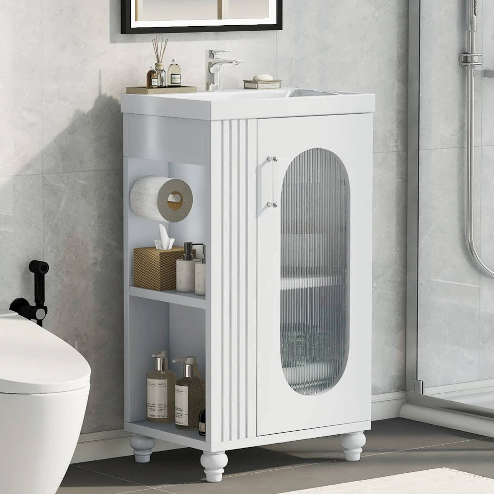 20" Bathroom Vanity with Sink, Bathroom Vanity Cabinet with Two-tier Shelf, Adjustable Shelf, Solid Wood and MDF, White
20" Bathroom Vanity with Sink, Bathroom Vanity Cabinet with Two-tier Shelf, Adjustable Shelf, Solid Wood and MDF, White