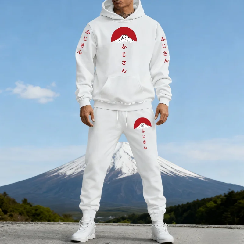 2025 Fashion Men's Fleece Hoodie & Pants Set – Autumn Winter Thermal, Fuji Mountain & Sun Print Casual Sportswear Top & Pants
2025 Fashion Men's Fleece Hoodie & Pants Set – Autumn Winter Thermal, Fuji Mountain & Sun Print Casual Sportswear Top & Pants