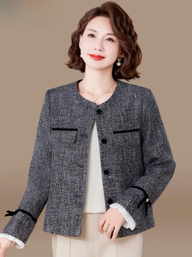 Faionable Spring Outerwear for Middle-Aged Women Ele Young-Looking Small Fraance Sle Top Quali Polyester Fiber
Faionable Spring Outerwear for Middle-Aged Women Ele Young-Looking Small Fraance Sle Top Quali Polyester Fiber