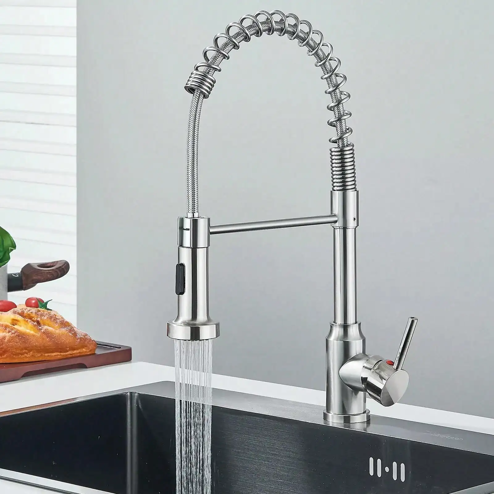 Spring Kitchen Sink Faucet Solid Brass Single Handle Pull Down Sprayer Mixer Tap
Spring Kitchen Sink Faucet Solid Brass Single Handle Pull Down Sprayer Mixer Tap