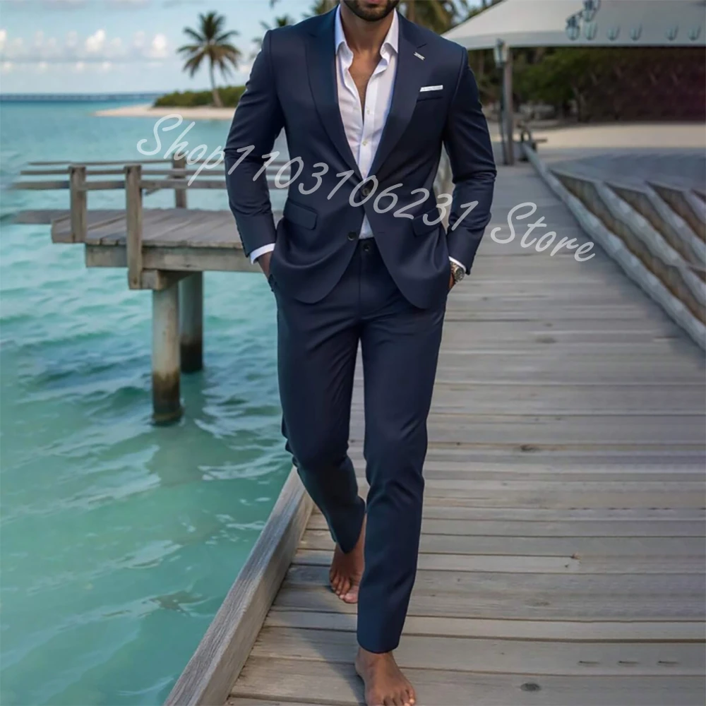 Men Suit Navy Blue Notched Lapel Single Breasted Casual Suit Tailor-made 2 Piece High Quality Wedding Party Tuxedo Costume Homme
Men Suit Navy Blue Notched Lapel Single Breasted Casual Suit Tailor-made 2 Piece High Quality Wedding Party Tuxedo Costume Homme