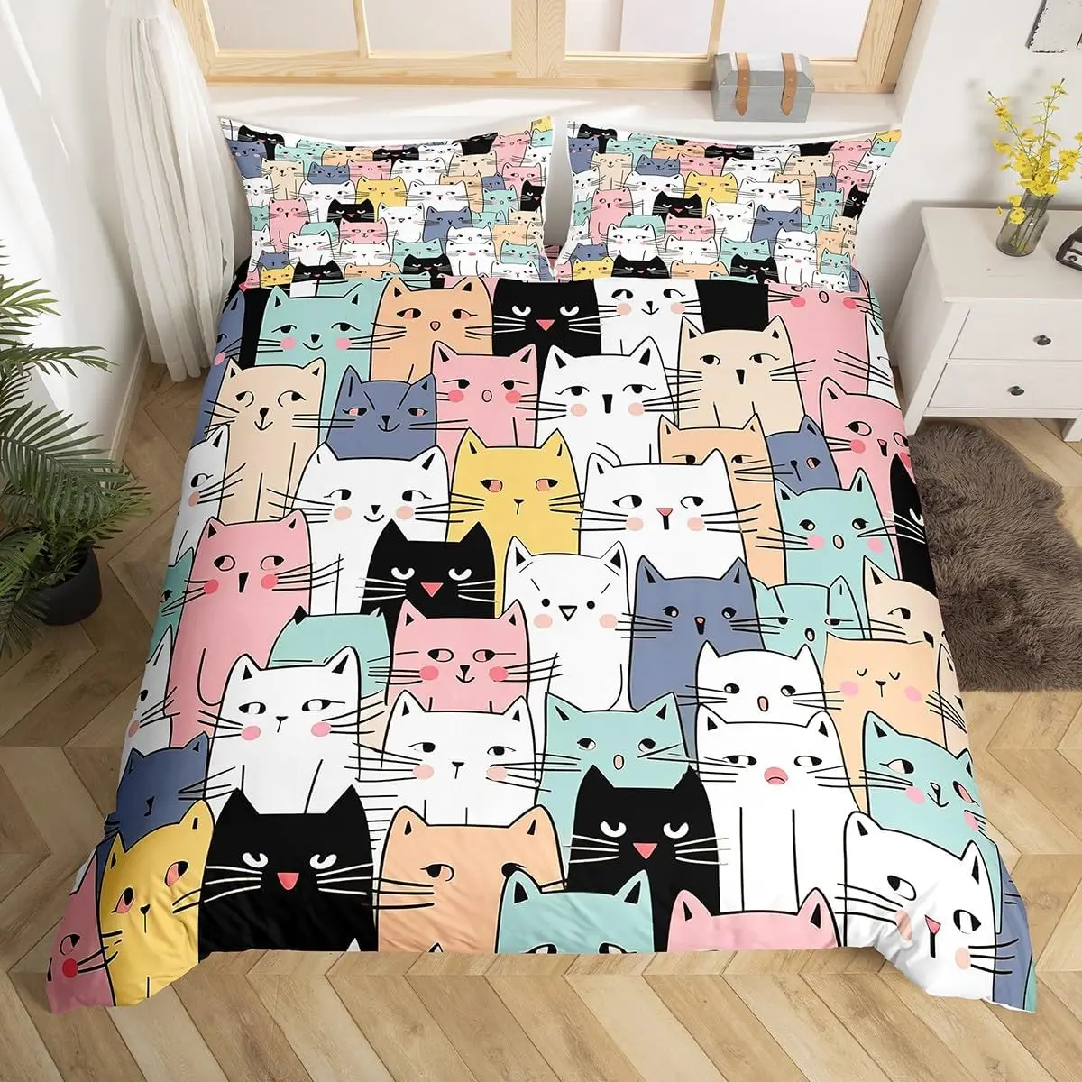 Cat Duvet Cover Cute Kitten Pet Bedding Set Full Queen for Boys Girls Lovely Funny Cats Animal Comforter Cover with 2 Pillowcase
Cat Duvet Cover Cute Kitten Pet Bedding Set Full Queen for Boys Girls Lovely Funny Cats Animal Comforter Cover with 2 Pillowcase