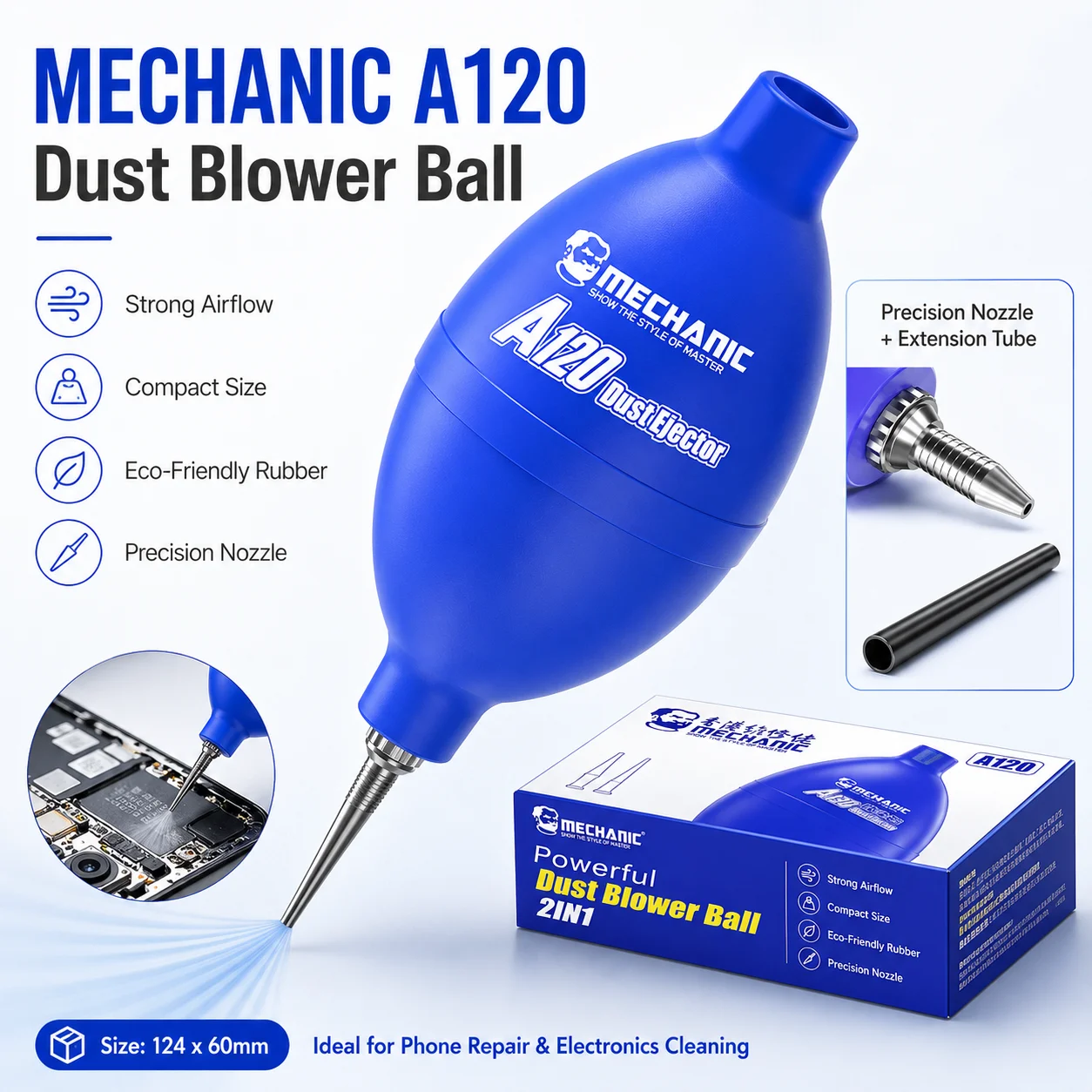 MECHANIC A130 2-in-1 Dust Cleaner Air Blower Pen for Phone PCB Keyboard Camera Lens Repair Maintenance Cleaning Tool Kit Pro
MECHANIC A130 2-in-1 Dust Cleaner Air Blower Pen for Phone PCB Keyboard Camera Lens Repair Maintenance Cleaning Tool Kit Pro