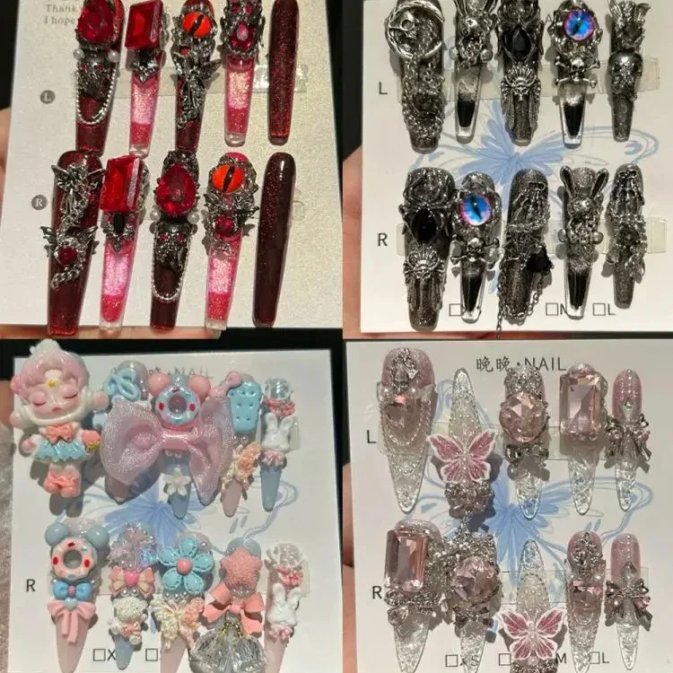 Handmade High-End Luxury Long Stiletto Coffin Fake Nail High Quality Cartoon Diamond Metal Butterfly Chain Wearable Fake Nails
Handmade High-End Luxury Long Stiletto Coffin Fake Nail High Quality Cartoon Diamond Metal Butterfly Chain Wearable Fake Nails