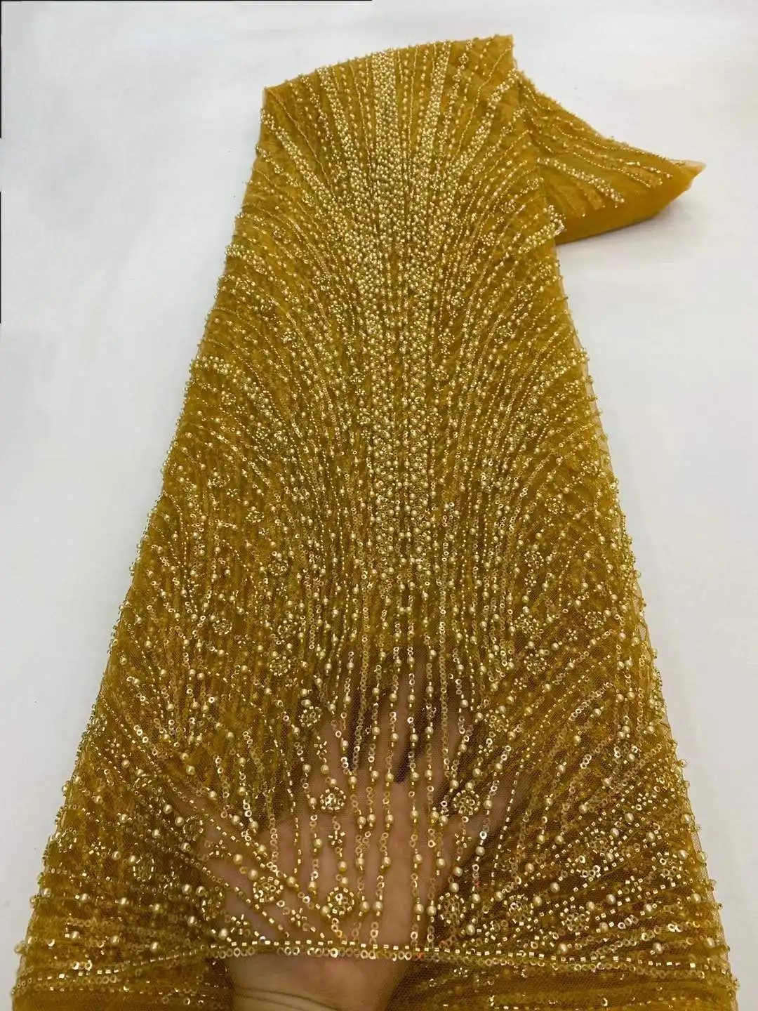 Elegant Luxury Beaded Lace Sequins African Lace Fabric 2025 High Quality Nigerian Net Lace Fabric for Evening Party Dress Women
Elegant Luxury Beaded Lace Sequins African Lace Fabric 2025 High Quality Nigerian Net Lace Fabric for Evening Party Dress Women