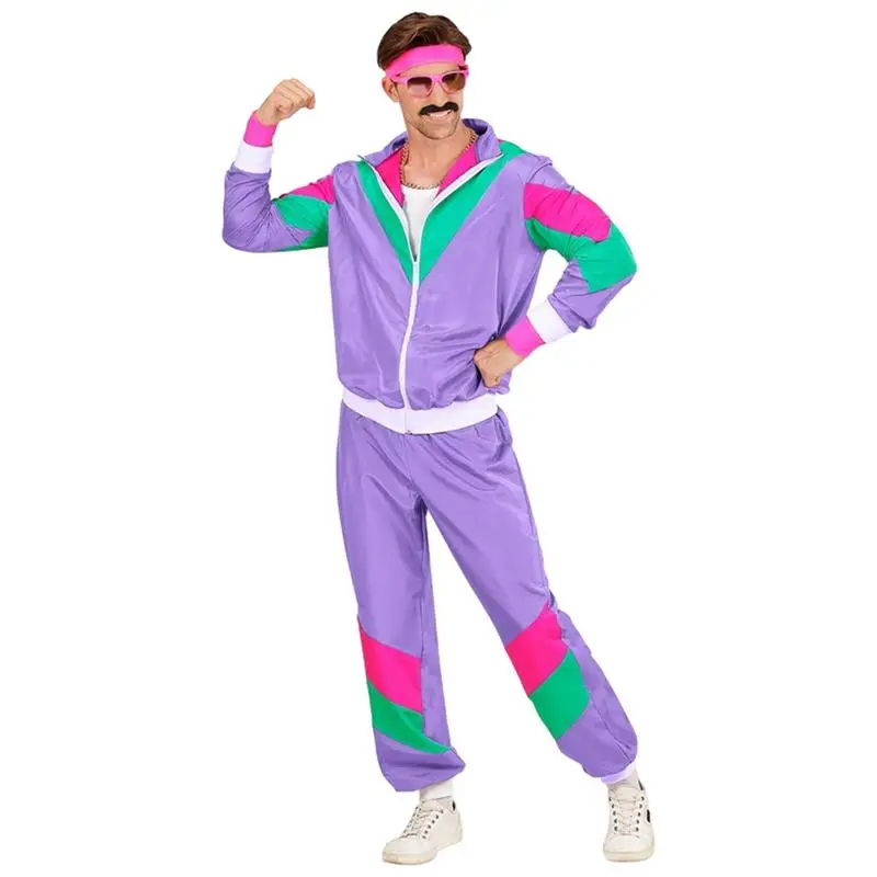 80s Sports Costume Men Color Block Design 80s Couple Track Suit Vintage Long Sleeve Tracksuit Masquerade Jacket With Zipper
80s Sports Costume Men Color Block Design 80s Couple Track Suit Vintage Long Sleeve Tracksuit Masquerade Jacket With Zipper